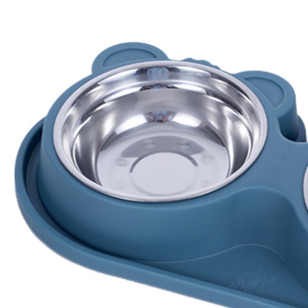Pet Double Water Food Bowls Non Slip Stainless Steel Prevent Spill Double Dog Pet Feeding Station Fo