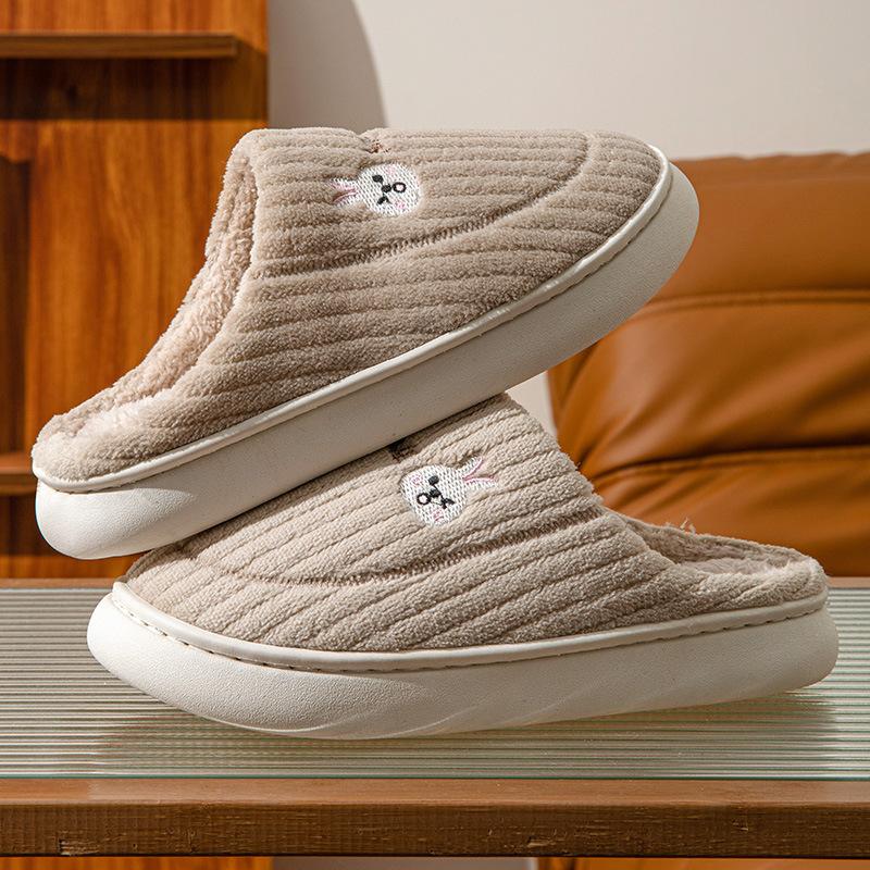 Хлопковые тапочки женские осень и зима пара домашние комнатные нескользящая толстая подошва плюшевые теплые мужские зимние