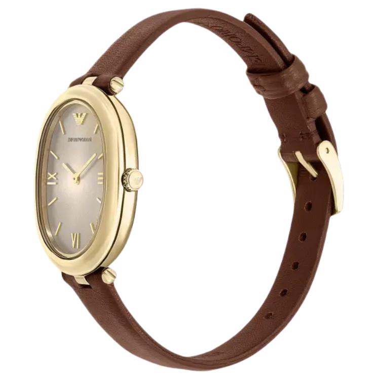 Emporio Armani Двухстрелочные коричневые кожаные часы AR11708