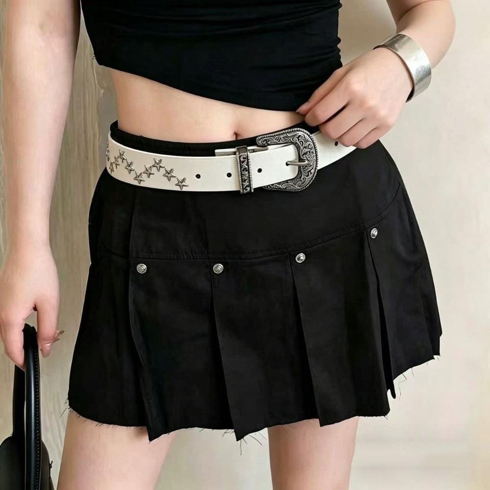 Rivet Western Studded Belt Gothic Star Waistband Fashion Y2K Punk Belt Music Festival