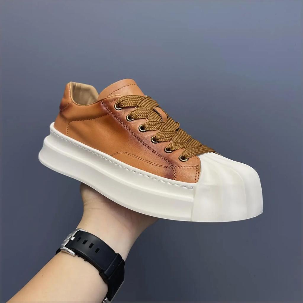 Осенняя толщина, универсальные повседневные низкие модные кроссовки для мужчин с носком-ракушкой