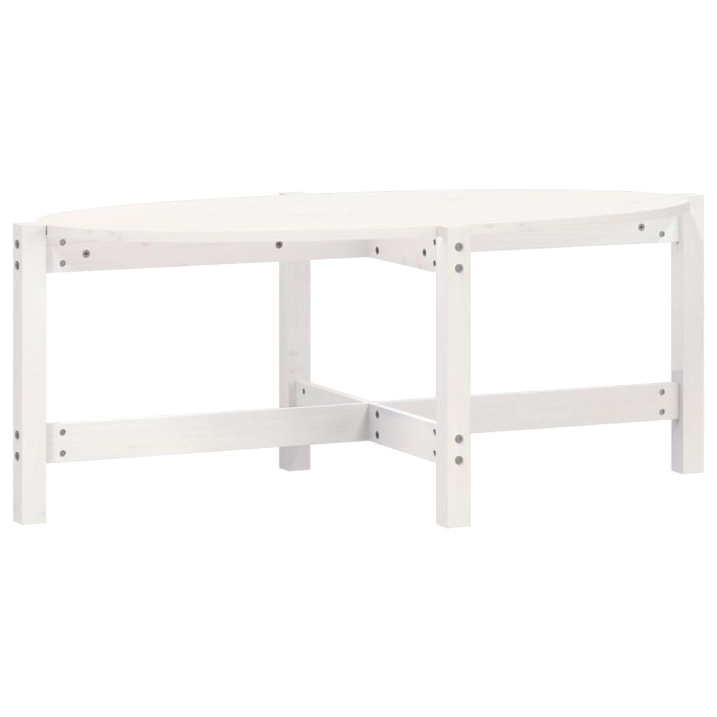  Coffee Table, White, 118x63x45 Cm, Solid Pine Wood