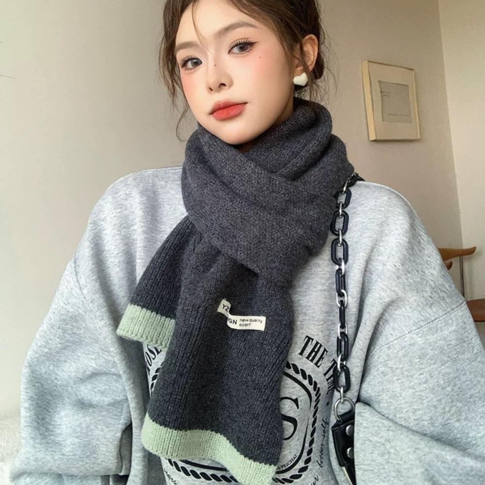 Warm Winter Wool Scarves Korean Style Women Cashmere Shawl Elegant Multicolor Knitted Scarf  Female