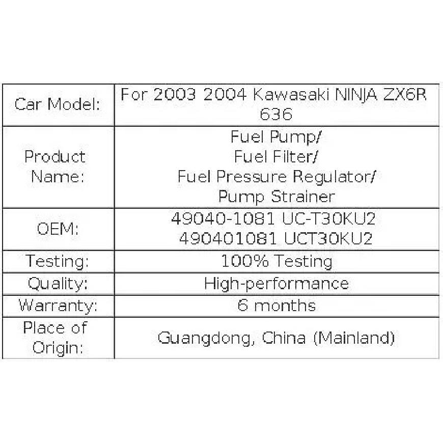Fuel Pump/Fuel Filter/Fuel Pressure Regulator/Pump Strainer For 2003 2004 Kawasaki NINJA ZX6R 636 49040-1081 UC-T30KU2 490401081
