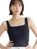 Топ-бра майка с чашками, квадратный вырез, наполнитель хлопок, [Bambi Water] [Запатентовано], женский (С, Черный)
