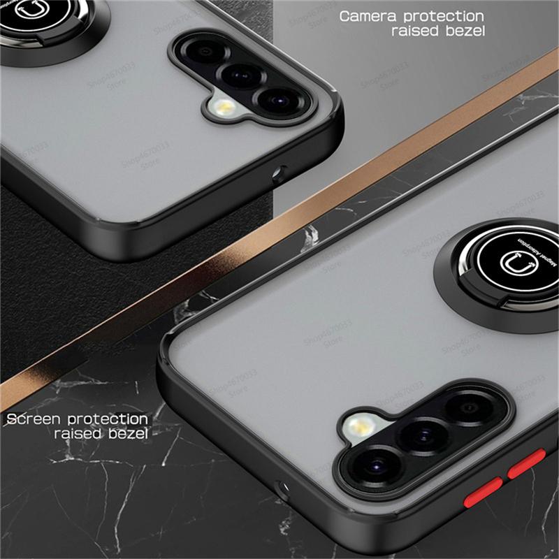 Матовый чехол с магнитным кольцом для Samsung Galaxy A56 5G Для Samsung A55 A35 A54 A53 A34 A24 A13 A33 A52 A53 A51 A32 Противоударная Funda