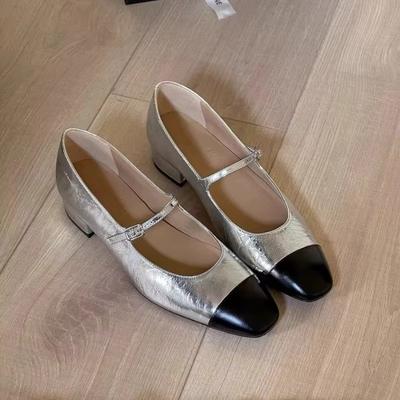 Женская обувь высокого качества, однотонная, квадратный носок, неглубокий носок, средний каблук, женская обувь, модные туфли без застежек, женские туфли на высоком каблуке