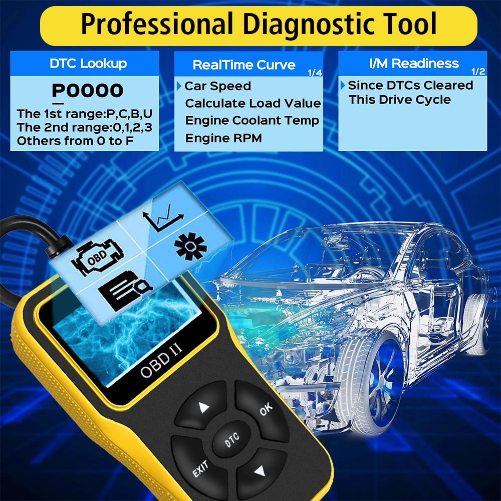 OBD 2 Scanner OBD2 Code Reader OBDII EOBD Universal 16 Pin Engine Diagnostic Instrument V100 Digital Display Car Accessories Car Diagnostic Tools