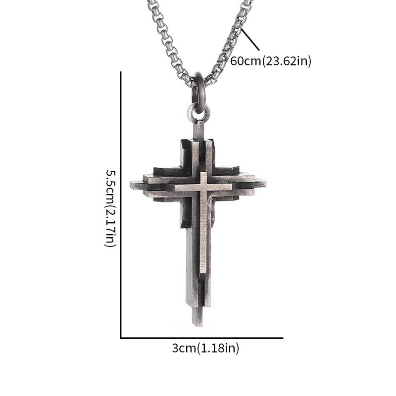 Vintage Catholic Cross Pendant Necklace Men Women Christian Believers Prayer Amulet Jewelry