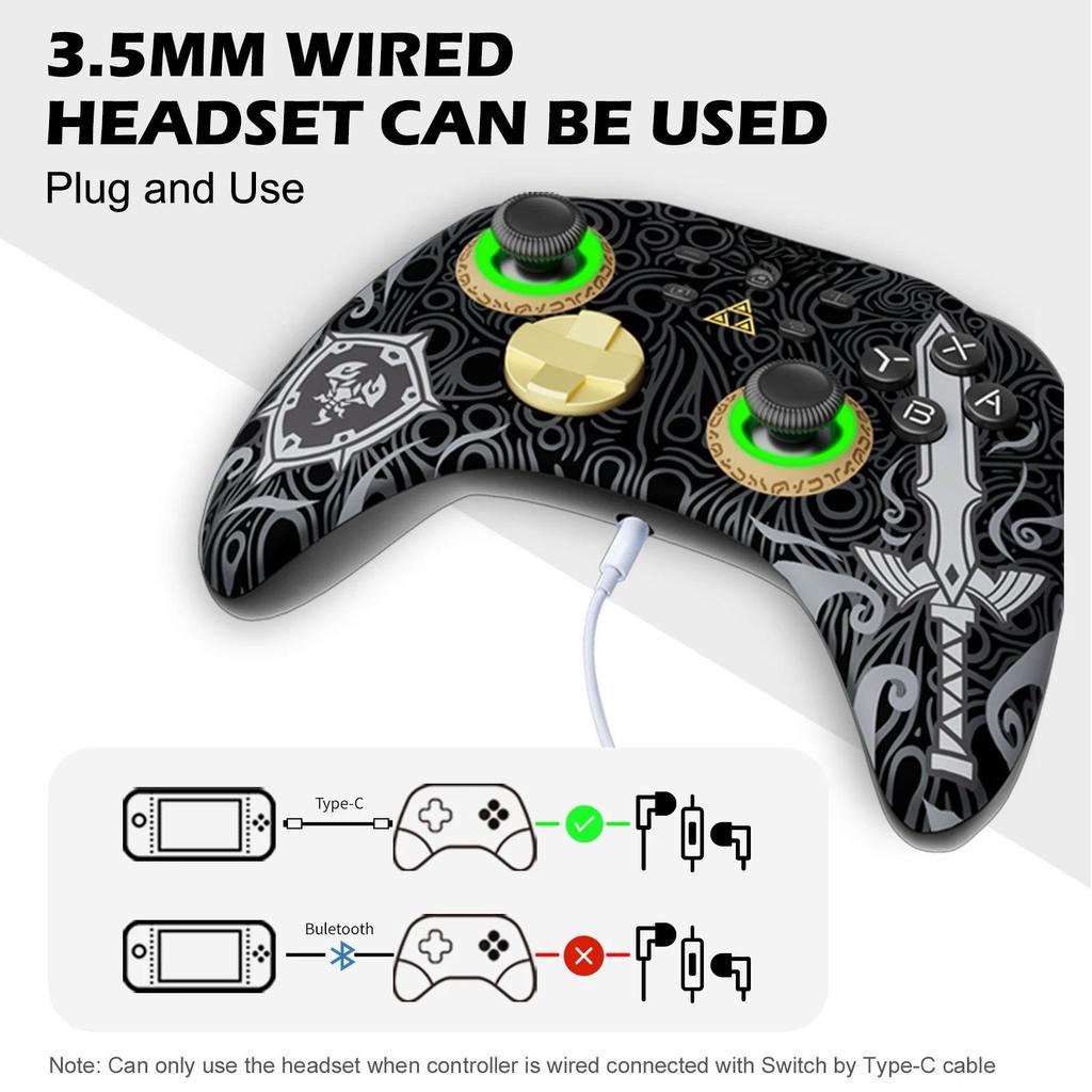 Беспроводной профессиональный контроллер для Nintendo Switch/Lite/OLED, геймпад с разъемом для гарнитуры/RGB-подсветка/настройки макросов/пробуждение/турбо/регулируемая вибрация с двумя двигателями