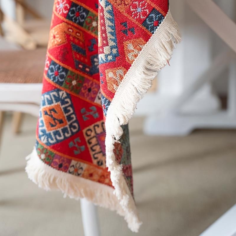 1 шт. Простая скандинавская скатерть Imanqi Rhyme Американская скатерть Красная праздничная жаккардовая скатерть Рождественская плотная скатерть