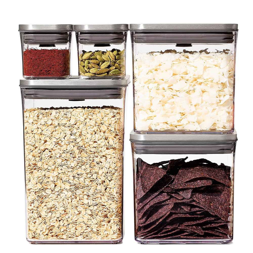 OXO Plastic Storage Container, 26L, Stainless Steel Pop Container, Kitchen Storage, Food,