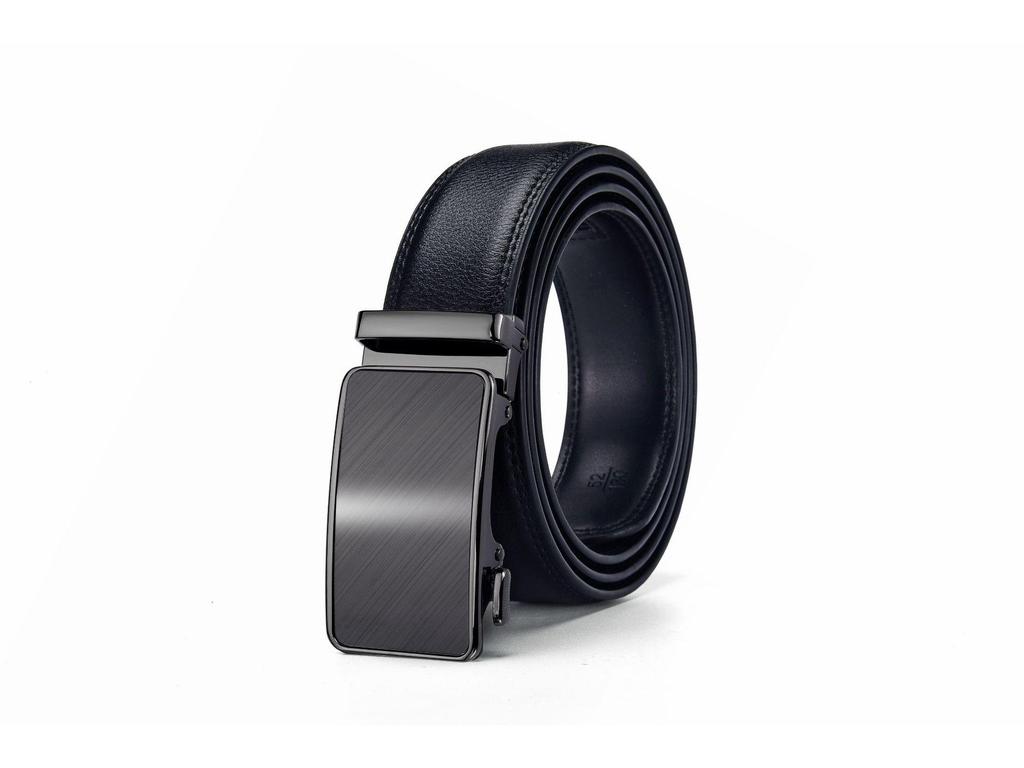 Мужской кожаный ремень - Повседневный деловой стиль с гладкой автоматической пряжкой из сплава