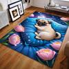 Sleeping Cute Pug Print Carpet for Living Room Bedroom Bedside Sofa Table Floor Mat Home Area Rug Decor for Gifts Large Size