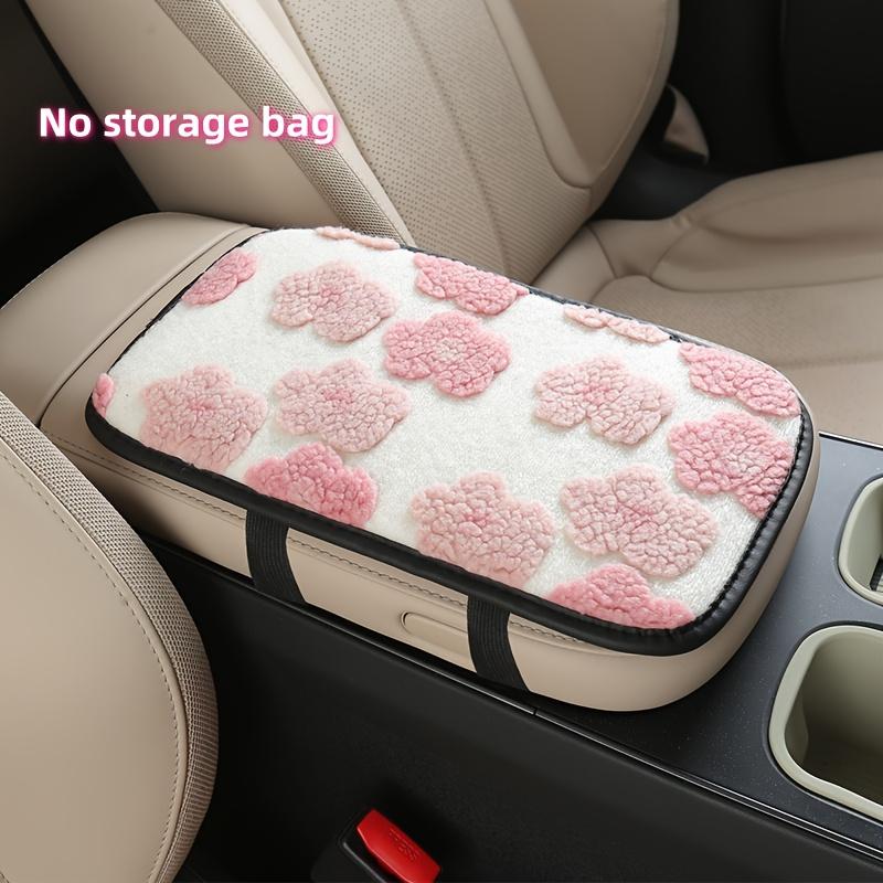Plush Car Center Armrest Box Cushion, with Storage Bags on Both Sides, Can Store Receipts, Credit Cards, Bills, Etc., Warm Hands