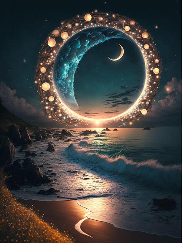 Алмазная живопись Новые поступления Луна Ночь Морской пейзаж Цветок Diy Полный квадратный круглый дрель Горный хрусталь Вышивка Роза Мозаика Наборы для вышивки крестом Настенный декор