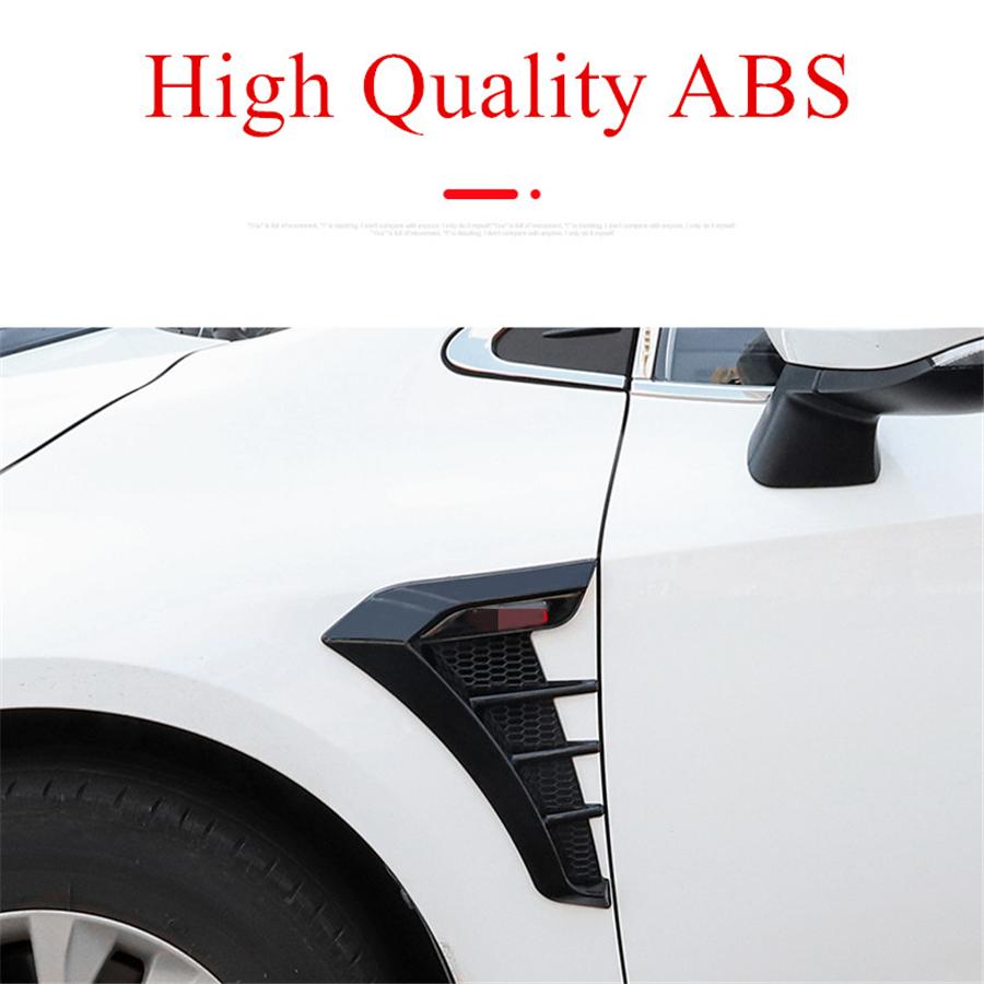 3D Glossy Black Car Side Wing Air Flow Fender Intake Vent Trim Sticker Universal