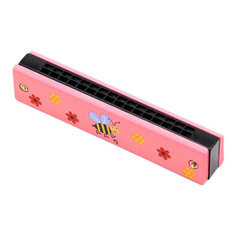 1PC Multicolored Mouth Organ Cute Cartoon Wooden Harmonica 16-Hole Musical Instruments Beginners Suitable Woodwind Harmonica ZYF