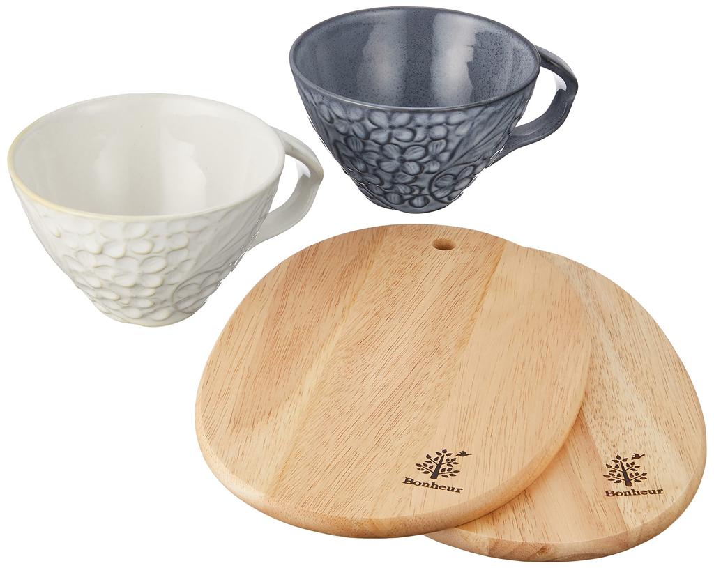 Aito Seisakusho Чайная чашка Бело-серый Деревянная тарелка Поднос 23 x 15 см Набор из двух штук Мино Яки Можно мыть в посудомоечной машине и использовать в микроволновой печи Сделано в Японии 267802 "Lien" и прибл.