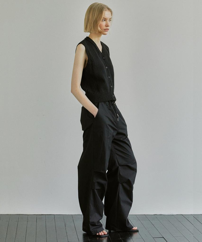 IHR Back Pleated String Pants / Black