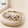Handmade Bracelet Kit DIY Nature-Inspired Crochet Kit, 3D Animals Plants Hand-Crocheted Jewelry Gift Set Flower Maple Dragonfly Butterfly Making Set,