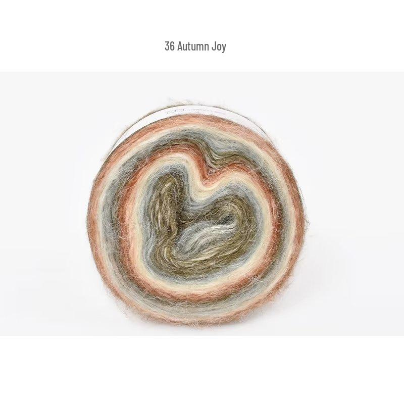 Пряжа из мохера ручной окраски с градиентным радужным переходом - Пушистая, мягкая и идеально подходит для вязания и DIY-проектов.