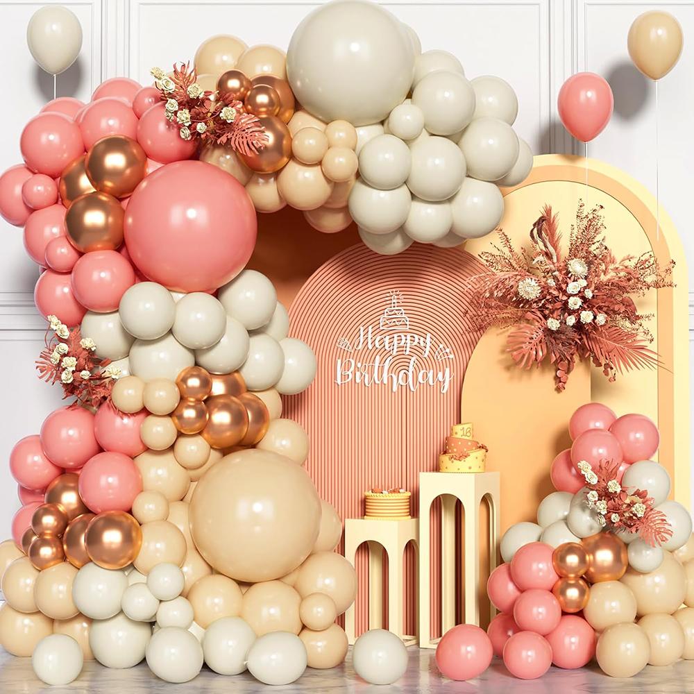 151PCS Rose Pink Balloons Arch Kit Nude White Sand Rose Gold Pink Balloon Garland Birthday Party Baby Shower Wedding Decoration