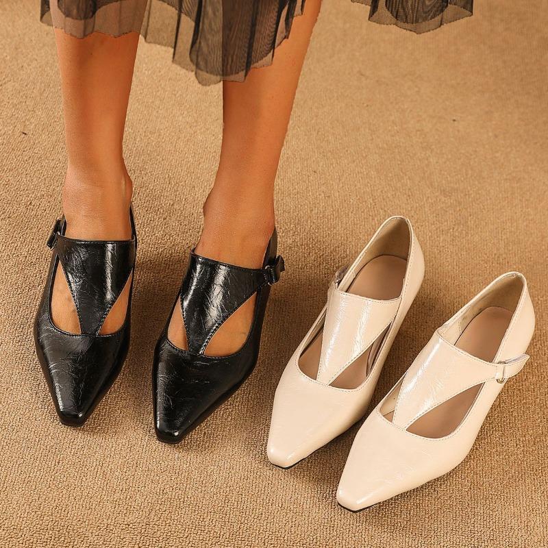 Elegant Design Pointed End Baotou Thin Heel Buckle Outdoor Summer New Shallow Mouth Soft Sole High-heeled Sandals