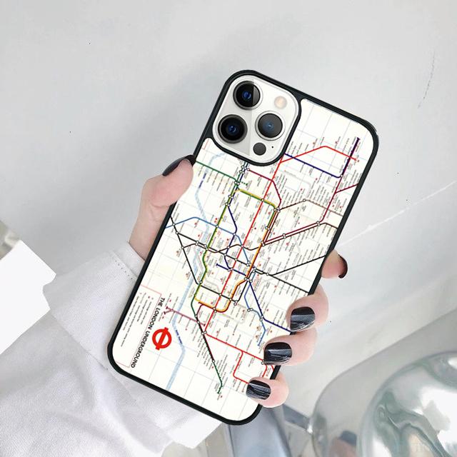 Чехол для телефона с картой лондонского метро для iPhone 17 Air 15 Pro MAX 16 Plus 14 12 11 13 coque