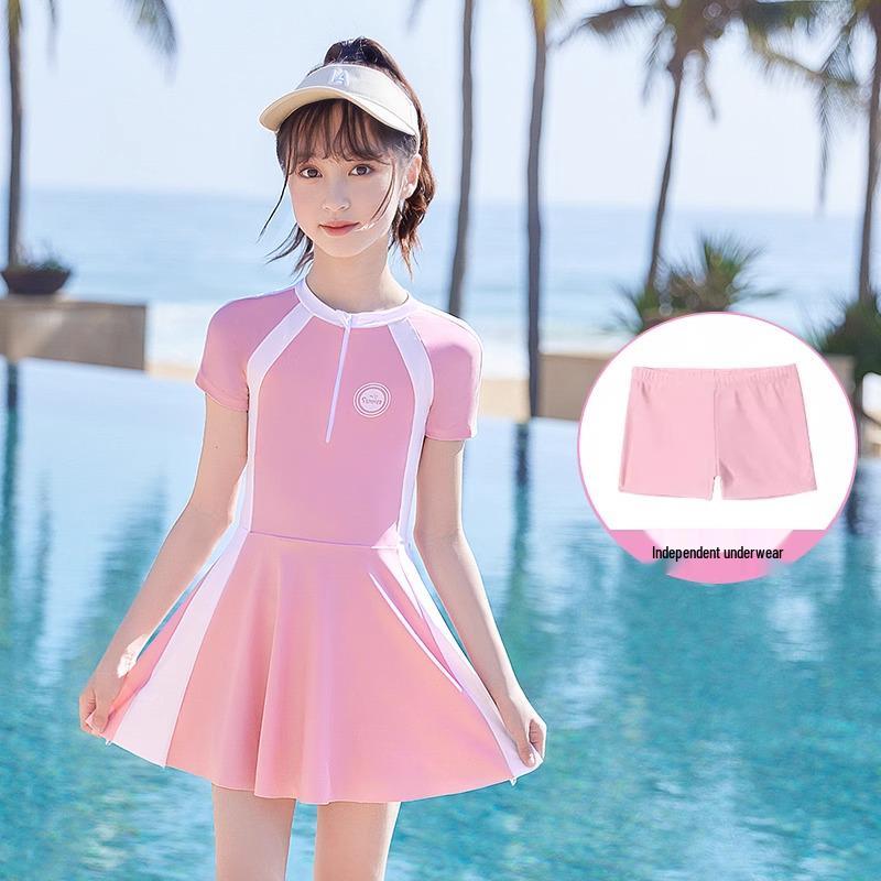 2024 Купальник-юбка для девочек - Летняя тренировочная купальная одежда для детей маленького, среднего и большого роста