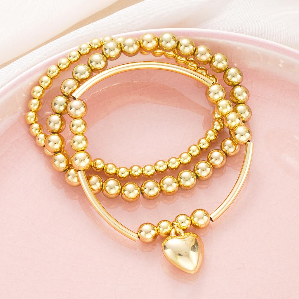 3 штуки женский браслет из круглых бусин с подвеской 'Любовь', креативный многослойный браслет-подвеска, подарок для вечеринки