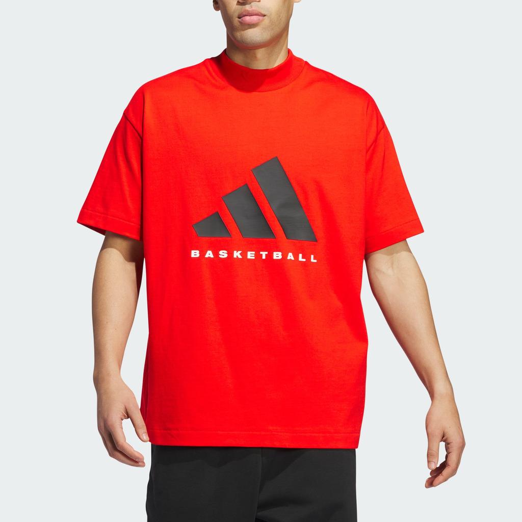 adidas Баскетбол FW24 Коллекция 2025 Глава 01 Логотип Дизайн Удобная спортивная футболка с коротким рукавом унисекс Топы Красные JE3763