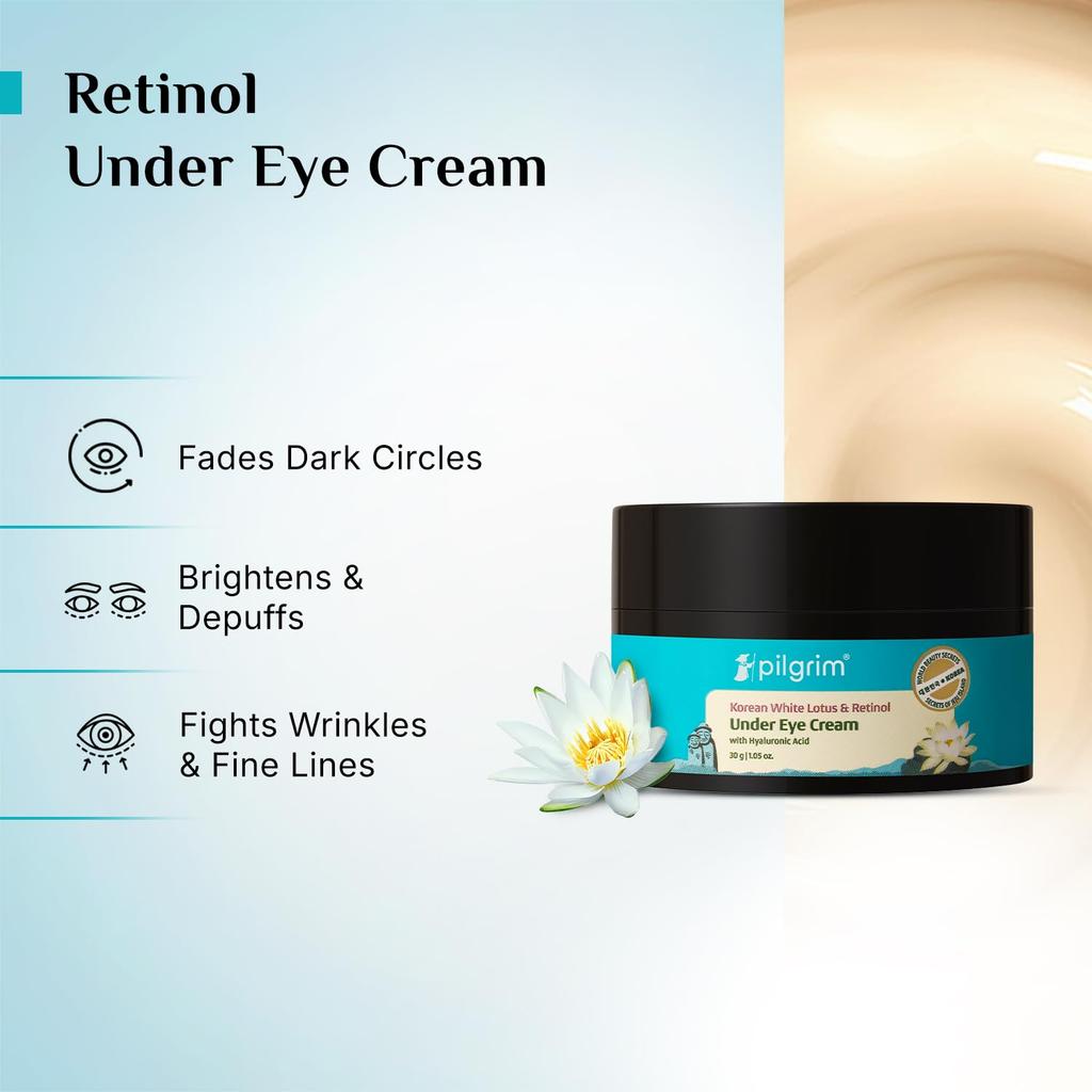 Крем для кожи вокруг глаз Pilgrim Retinol 30 г против темных кругов, отеков, мелких морщин с витамином С и гиалуроновой кислотой