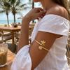 Textured Gold Color Starfish Upper Arm Cuff Bracelet for Women Vintage Punk Conch Crab Open Bracelet Summer Aesthetics Jewelry