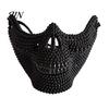 Creative Party Costume Prop Halloween Skull Half Face Mask, Rhinestone Punk Knight Masquerade Comfortable Mask with Adjustable Straps, Lightweight