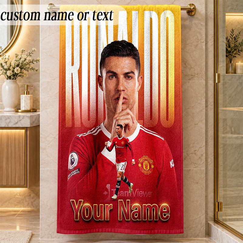 Beach TowelCristiano Ronaldo Custom Name Text Personalized Soft Towel for Beach Pool Indoor Home Decor Gift