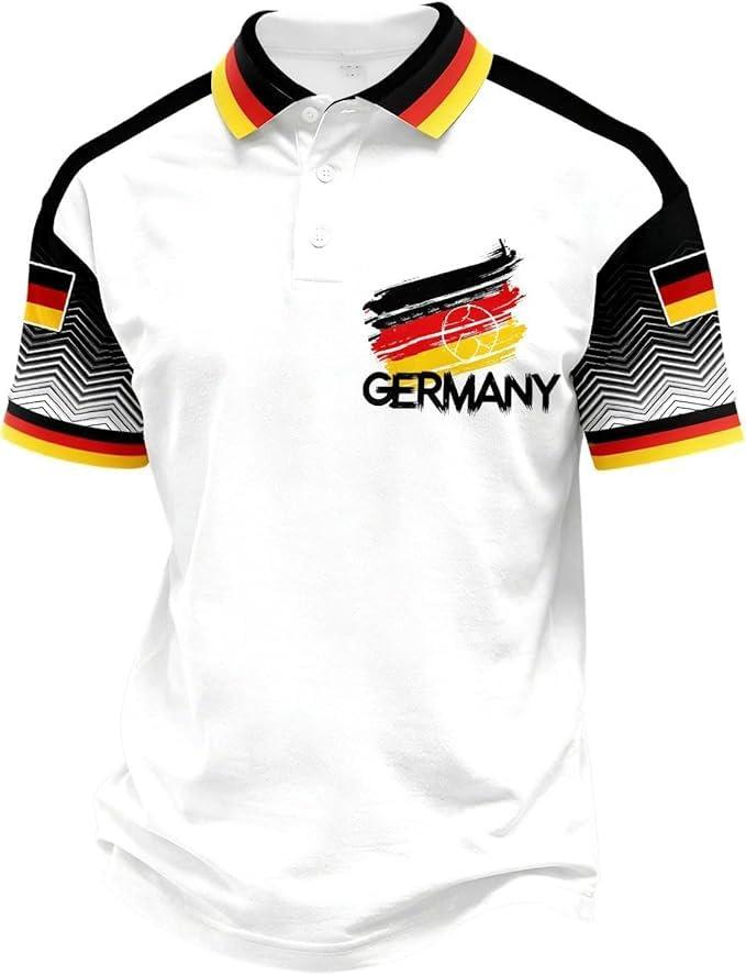 Trendy short-sleeve polo shirt with geometric print, perfect for daily casual wear.