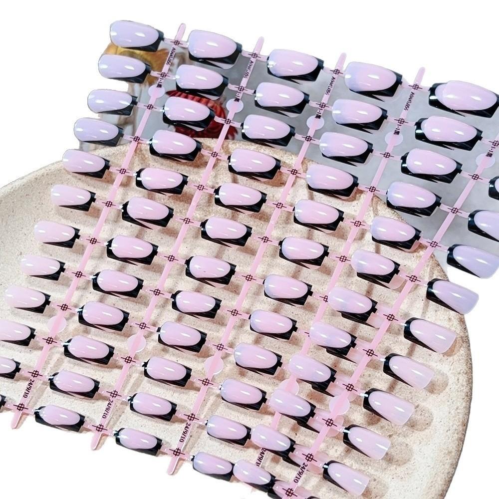 30Pcs Medium Length Press On Nails Nude Pink Fake Nails Simple French Tip Nails For Girl