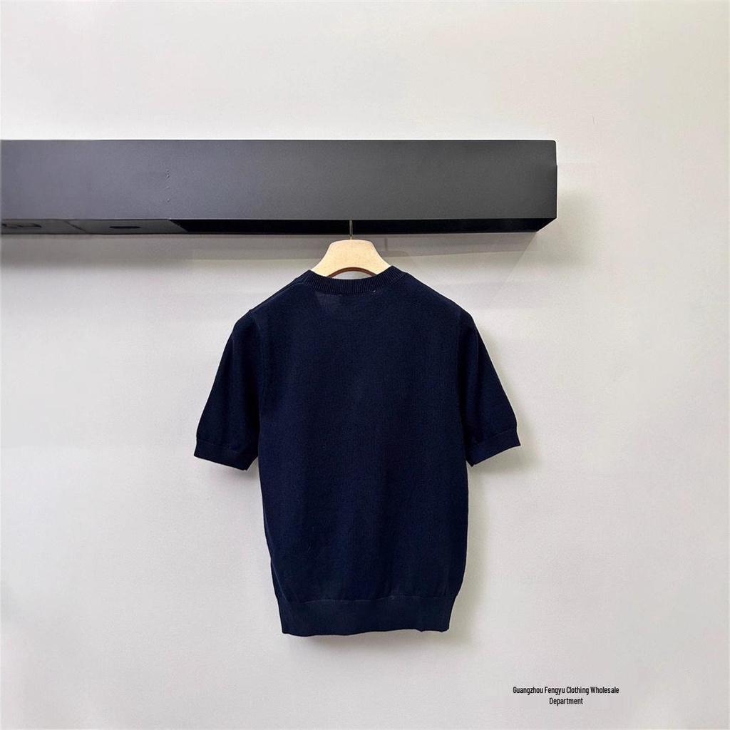 Женский свитер с коротким рукавом и круглым вырезом из трикотажа аргайл в стиле преппи, милый для ранней осени 2025 года