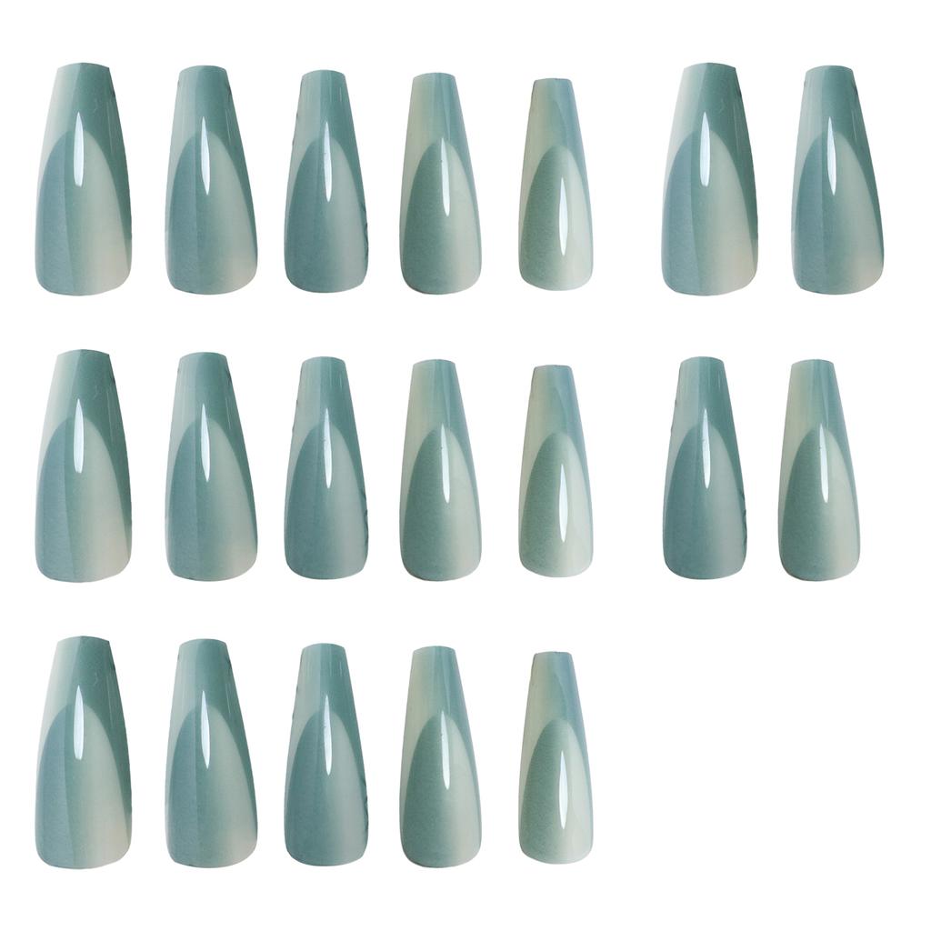 Green Gradients Fake Nails with Cat Eyes Ultra-flexible Long Lasting Fake Nails for Stage Performance Wear