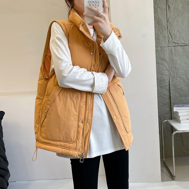 Autumn and winter new Korean version vest, down cotton vest women's stand-up collar loose versatile vest jacket