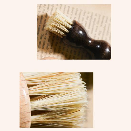 Щетка для мытья кастрюль из бамбуковой пальмы с рукояткой из очеловеченного дерева, термостойкая щетина, набор для чистки кастрюль, сковородок, овощей