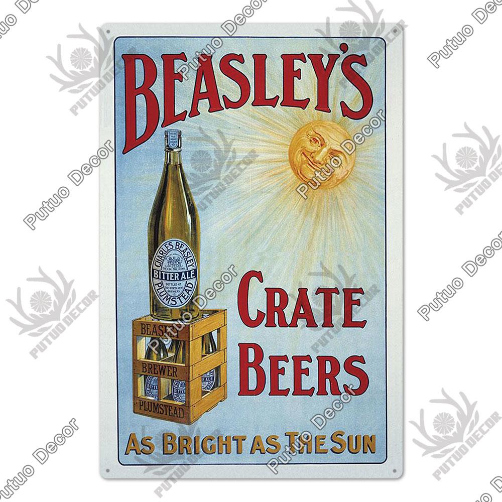 Decor Beer Vintage Tin Signs Plaque Metal Plates Retro Poster Wall Art Stickers for Bar Pub Club Man Cave Room Decoration