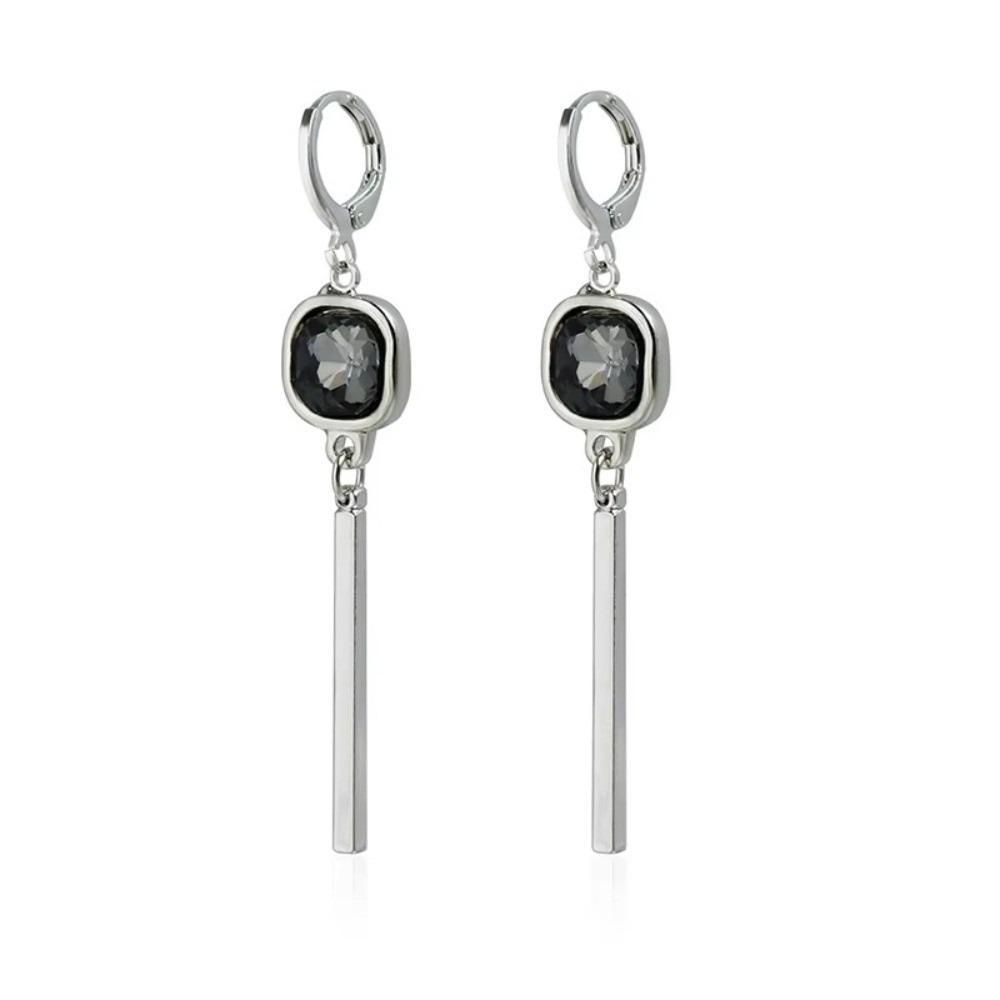 New Fashionable Gray Crystal Charm Earrings Y2K Ellipse Geometric Earring Line Triangle Geometric Symmetry Ear Jewelry