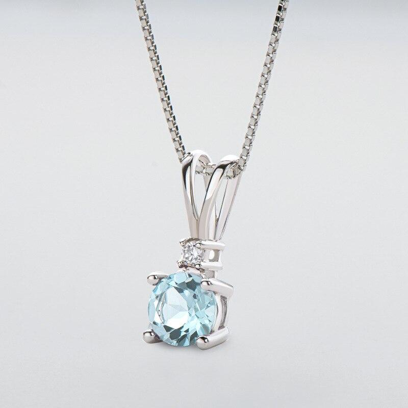 Women Pendant S925 Sterling Silver 6 *6mm Natural Topaz Stone Pendant Jewelry Wholesale Female Amethyst Necklace Pendant