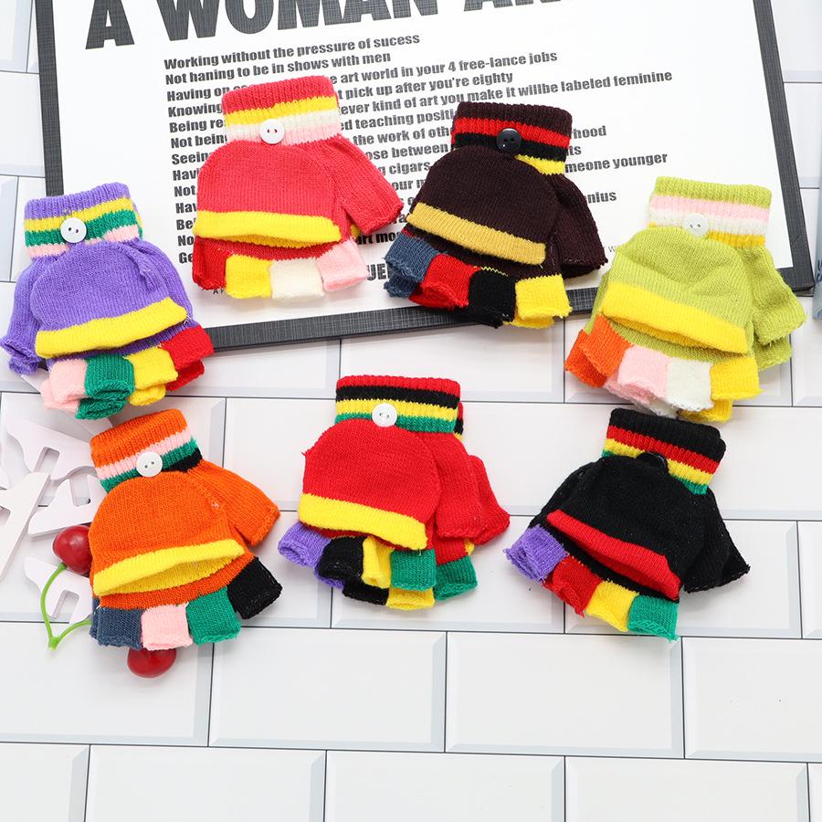 Kids' Winter Fingerless Flip-Top Writing Gloves – Warm Half-Finger Gloves for Boys & Girls