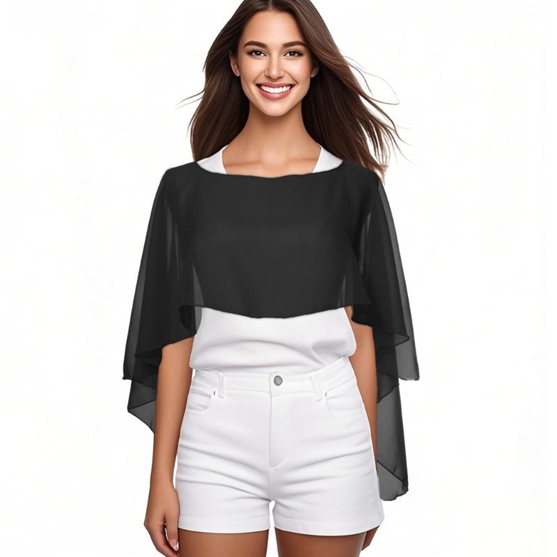 Стильный шарф-палантин с прозрачными рукавами-колокольчиками для защиты от солнца, повседневная одежда, пляжный отдых, накидка на плечи, женский аксессуар