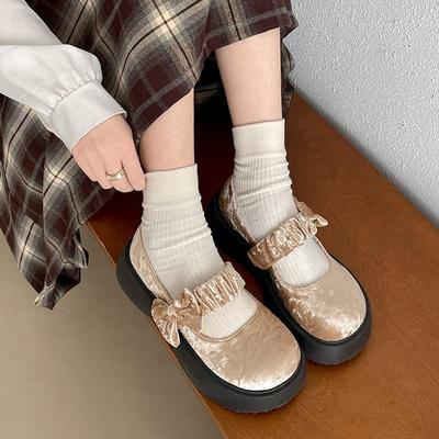 Модный темперамент белый ретро платформа маленькие кожаные туфли женские 2025 новый весна и осень бант французские Мэри Джейн одинарные туфли