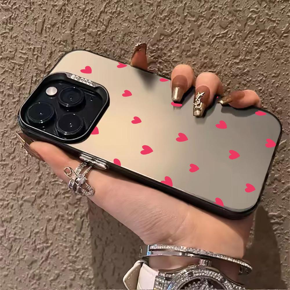 Розовое Сердце Любви Чехол для Телефона Пара IMD Для iPhone 17 15 Pro Max Чехлы iPhone 11 12 13 ProMax 14 16 Plus 7 XS XR Ударопрочный Funda