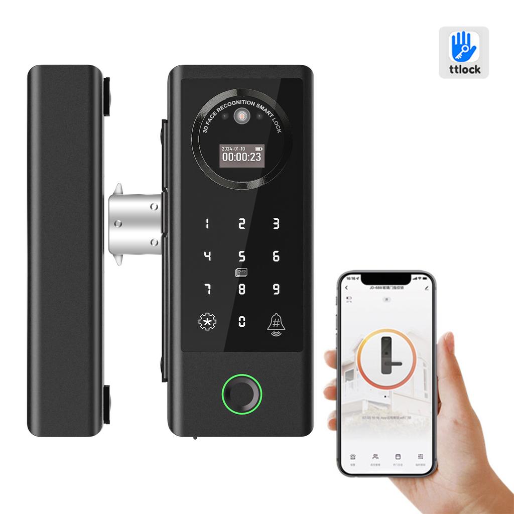 Умный замок Стеклянный дверной замок WiFi Дистанционная разблокировка TT APP Face Fingerprint Password IC Card Разблокировка